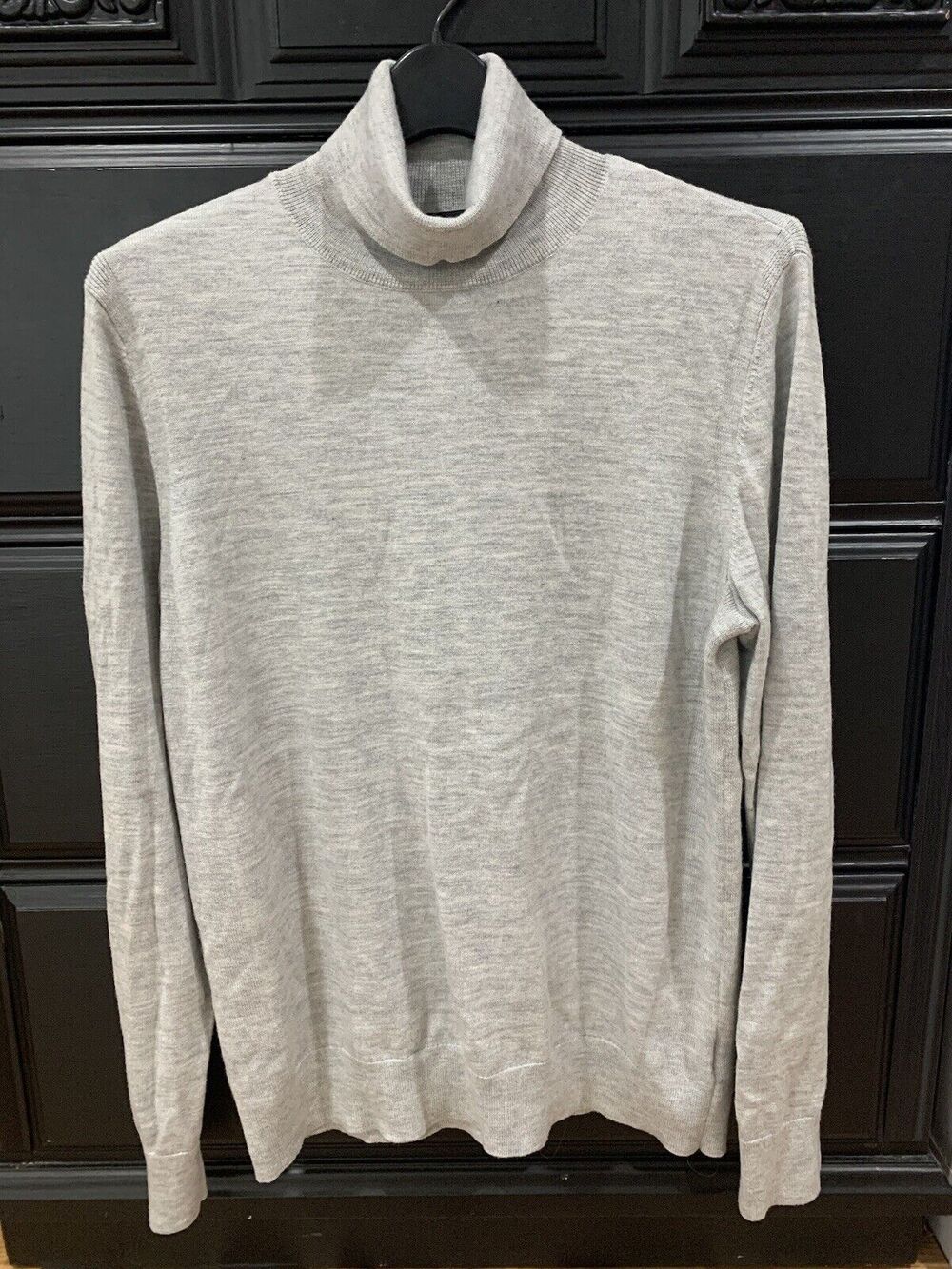 Express Light Gray Merino Wool Blend Classic Lightweight Turtleneck L